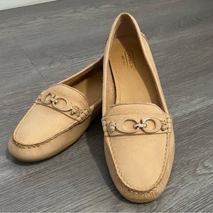 Coach Fortunata Tan Nubuck Leather Loafer Size 6.5
